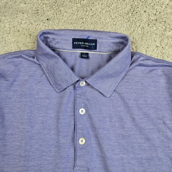 Peter Millar collection Polo Purple Masters Size Large L Modal Stripe Golf USA - Picture 3 of 7